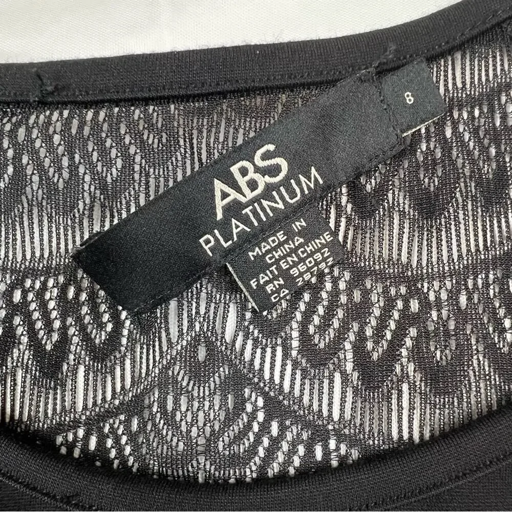 ABS Platinum Fairy Goth Black Dress 8 Scalloped Lace Open Back Fit Flare Mini